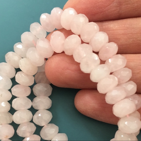 Faceted rose quartz string of bead for a necklace